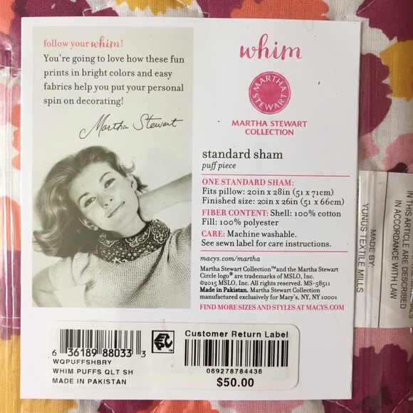 Whim by Martha Stewart Standard Sham Puff Piece - Picture 4 of 4